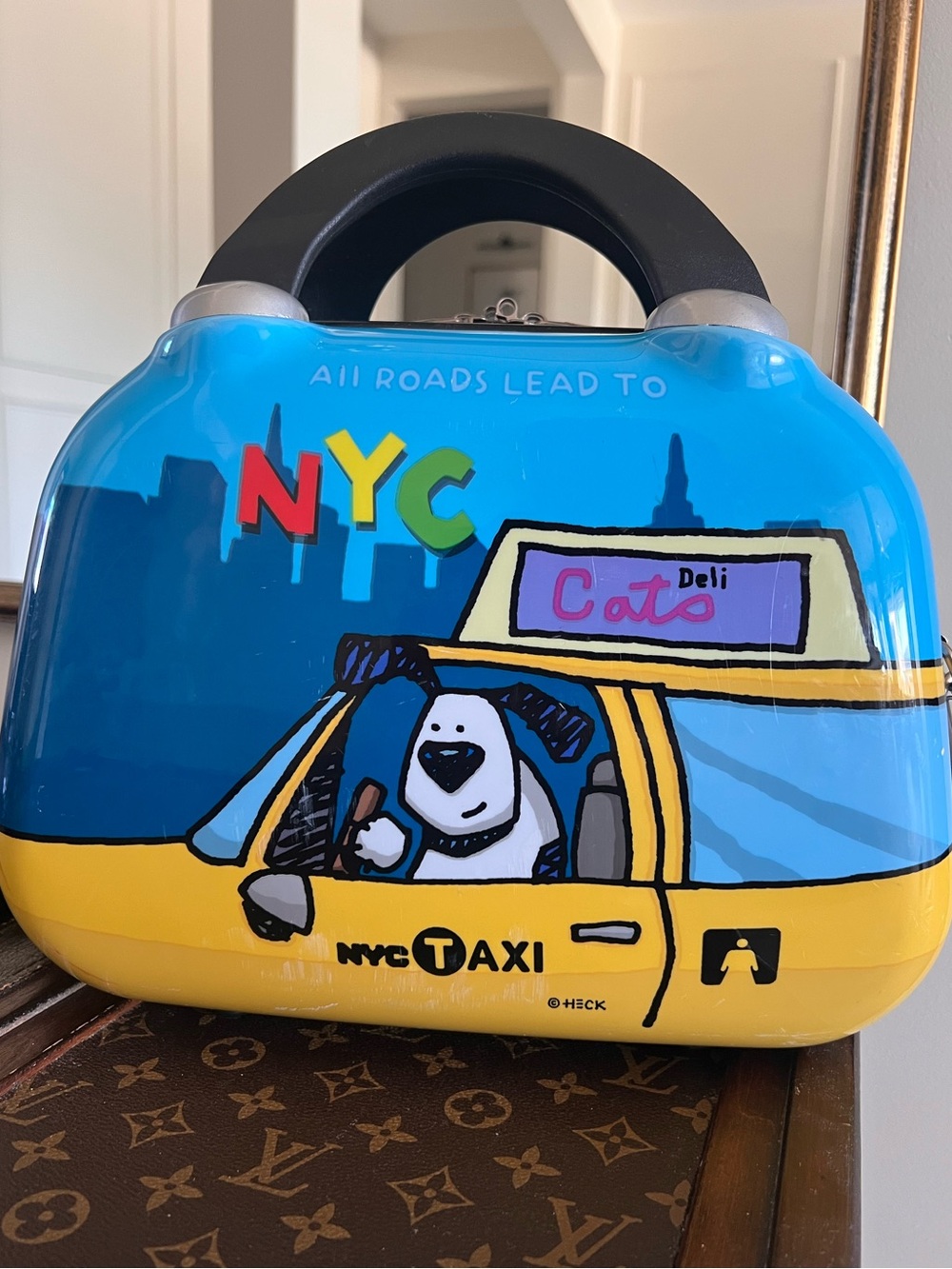 Ed Heck NYC Taxi Hard Shell Travel Case Carry-On Vintage Rare w/shoulder strap